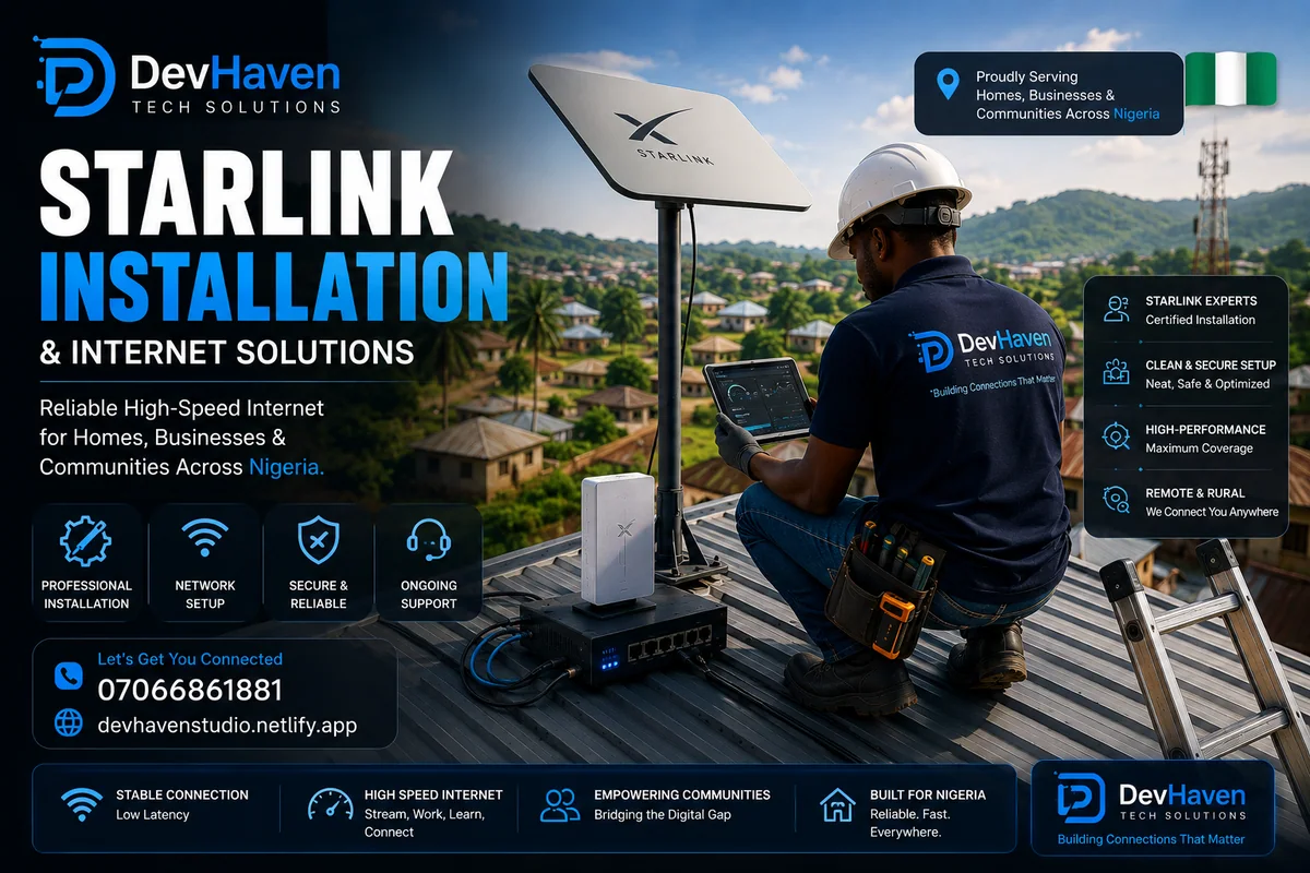 Starlink internet dish mounted visibly on a roof installation